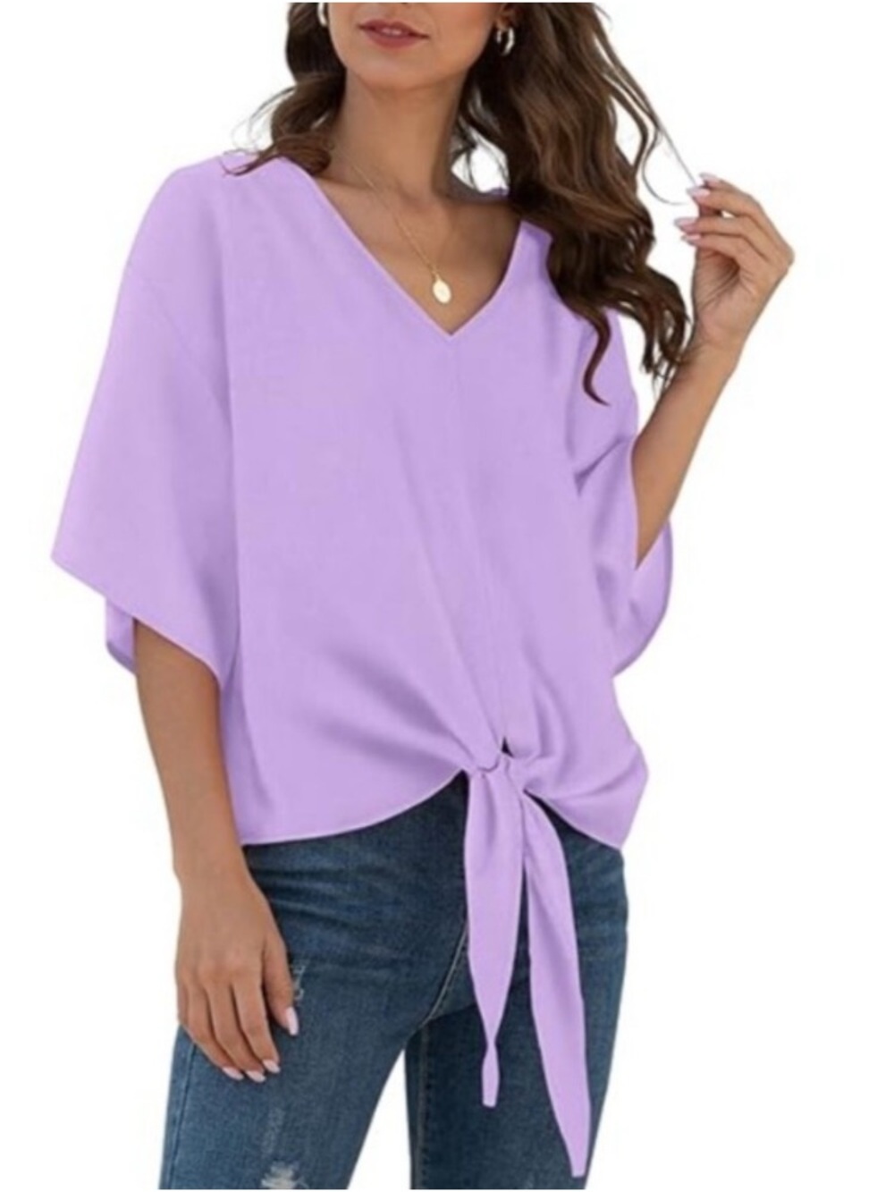 Adrienne electric lavender Airflo Tie hem Top Short sleeve Women’s Sz 2X NWT